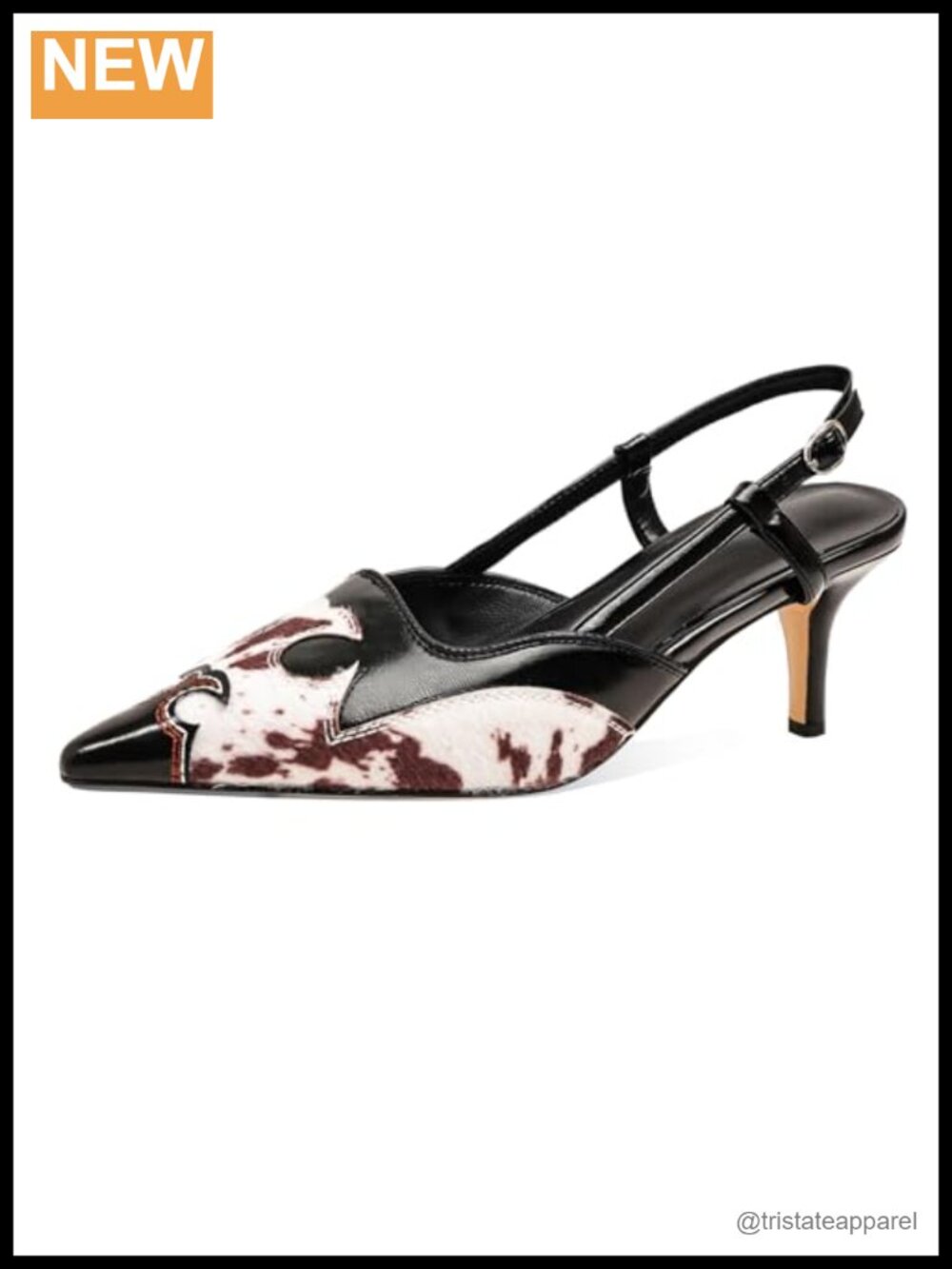 Western Embroidered Slingback Heeled Sandals | 2.56 Inch Kitten Heel Mules |